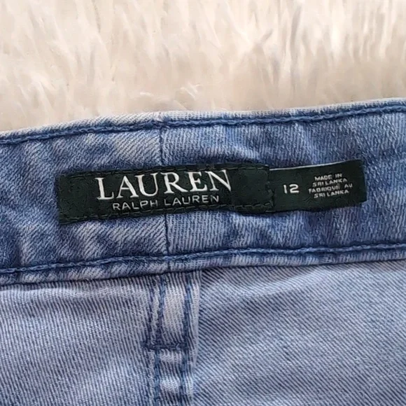 Lauren Ralph Lauren Blue Embroidered Straight Crop Jeans Size 12 - Picture 8 of 13